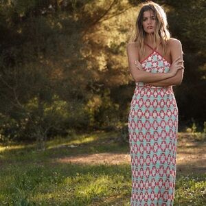 ZARA Knit Halter Dress | Multicolored | Large